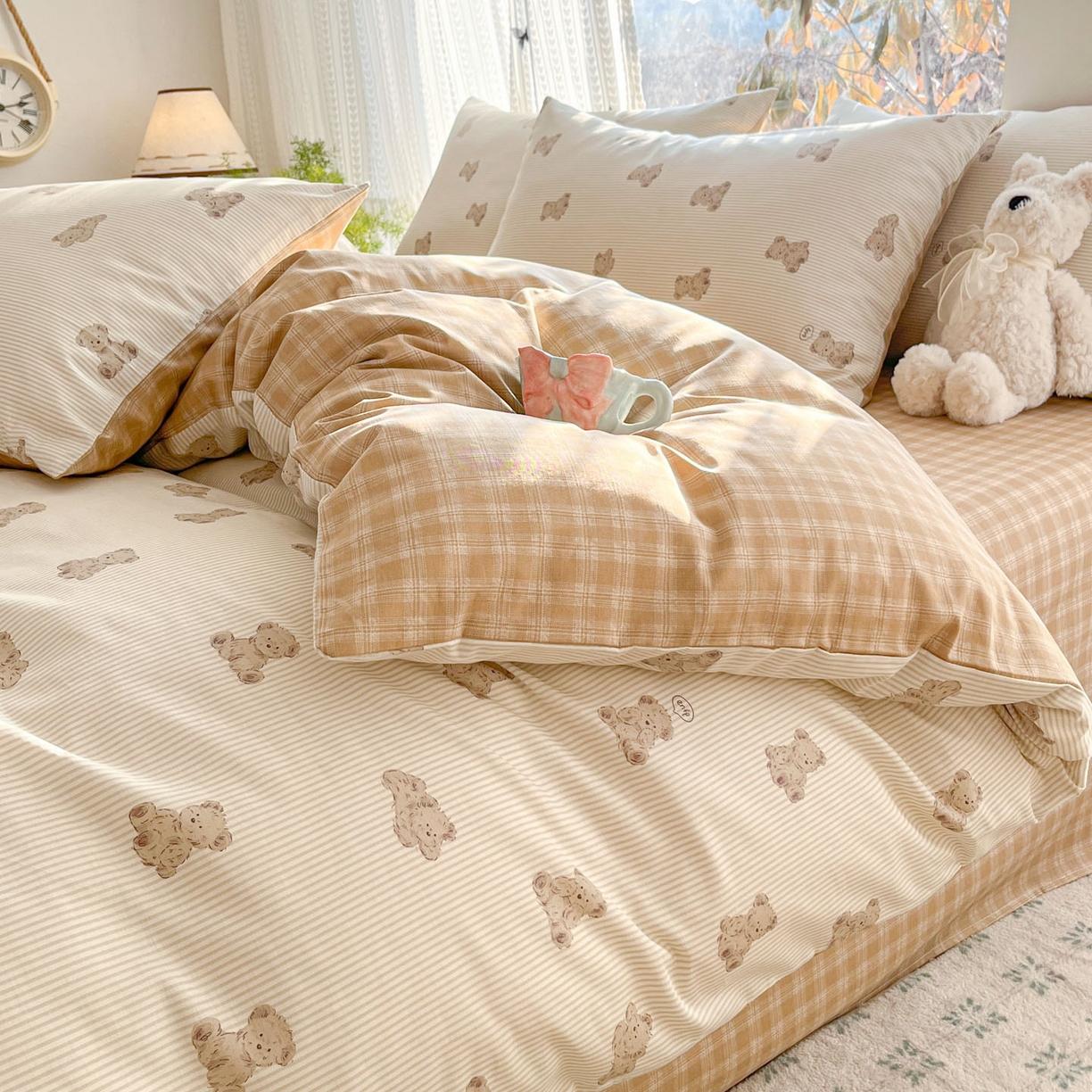 91家纺网 家纺一手货源 找家纺 吉象家纺 2026春夏新款全棉印花四件套第二批 小熊碎梦町