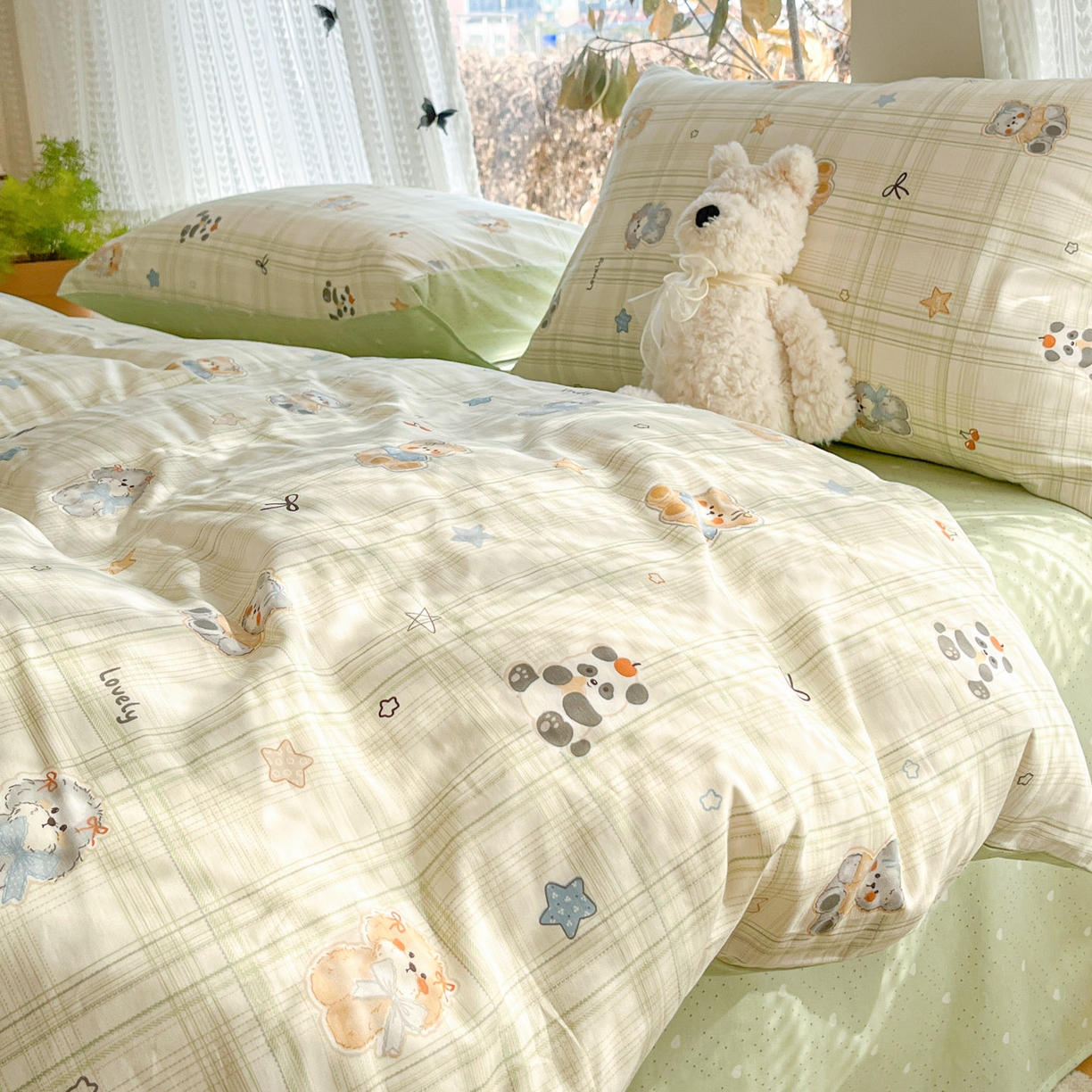 91家纺网 家纺一手货源 找家纺 吉象家纺 2026春夏新款全棉印花四件套第二批 星梦伙伴