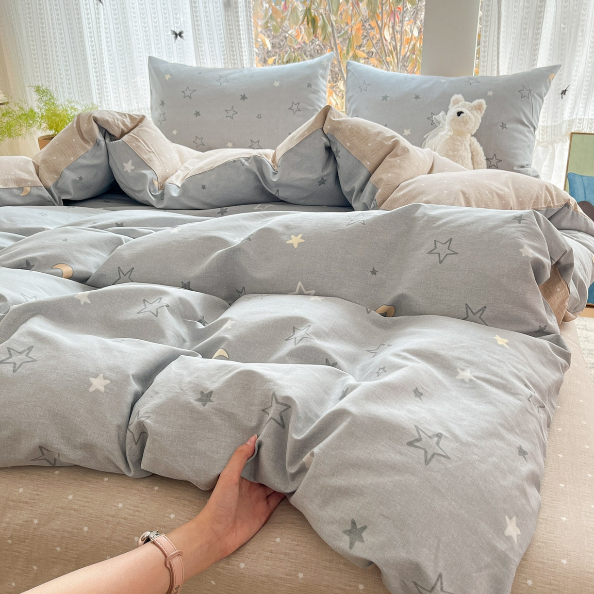 91家纺网 家纺一手货源 找家纺 吉象家纺 2026春夏新款全棉印花四件套第二批 暮落星