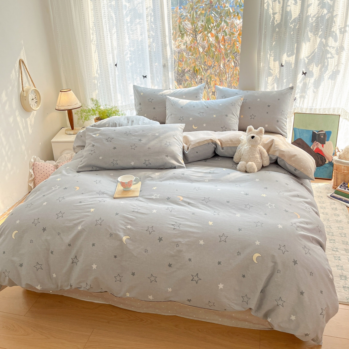 91家纺网 家纺一手货源 找家纺 吉象家纺 2026春夏新款全棉印花四件套第二批 暮落星