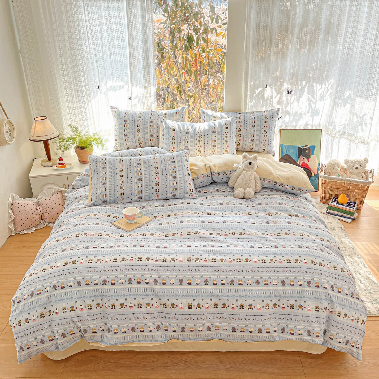 91家纺网 家纺一手货源 找家纺 吉象家纺 2026春夏新款全棉印花四件套第二批 喵小姐的家