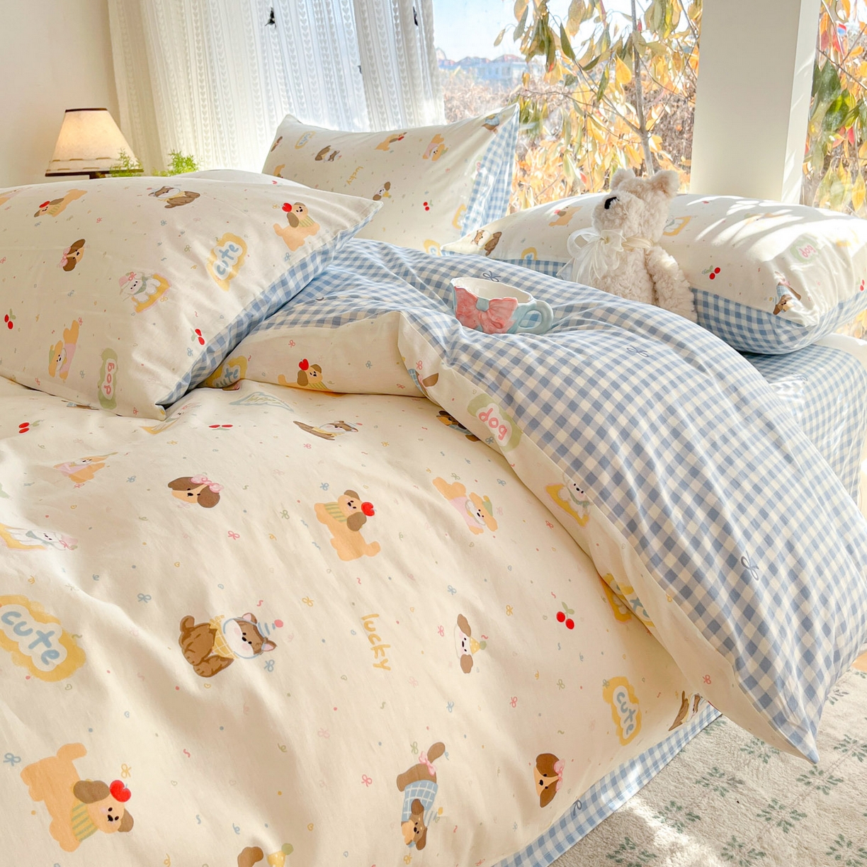 91家纺网 家纺一手货源 找家纺 吉象家纺 2026春夏新款全棉印花四件套第二批 春日萌宠