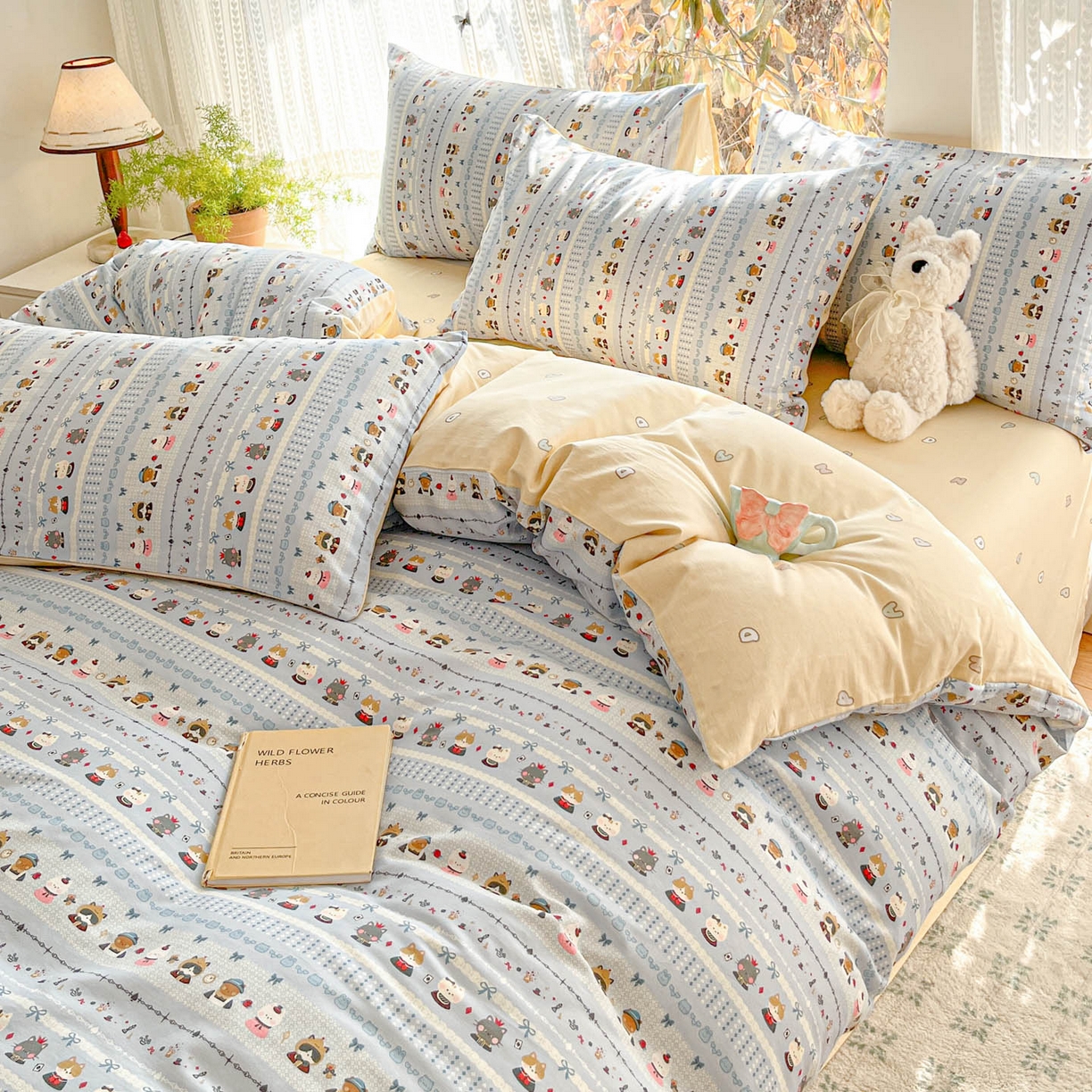 91家纺网 家纺一手货源 找家纺 吉象家纺 2026春夏新款全棉印花四件套第二批 喵小姐的家