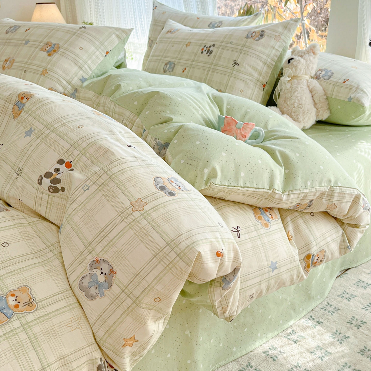 91家纺网 家纺一手货源 找家纺 吉象家纺 2026春夏新款全棉印花四件套第二批 星梦伙伴