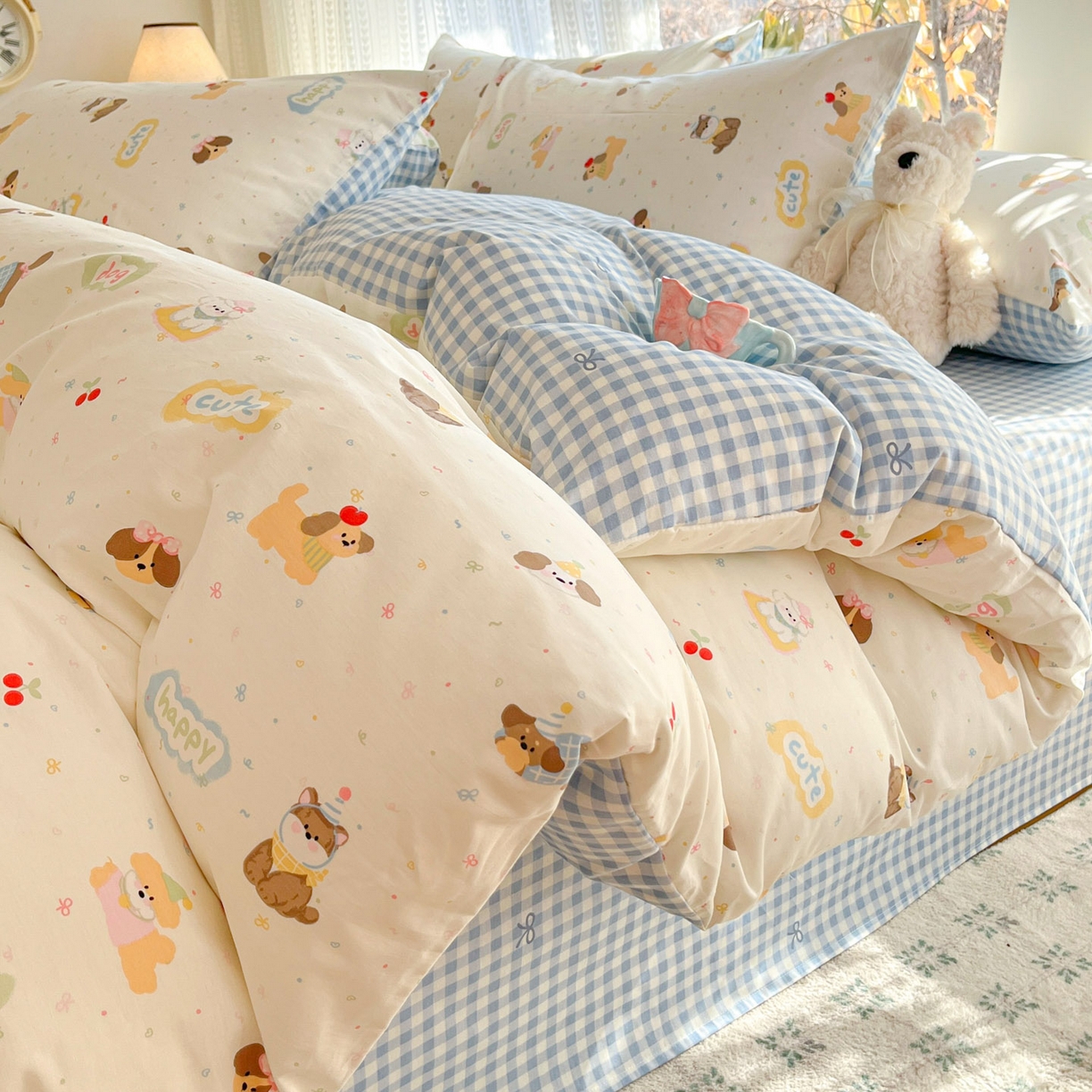 91家纺网 家纺一手货源 找家纺 吉象家纺 2026春夏新款全棉印花四件套第二批 春日萌宠