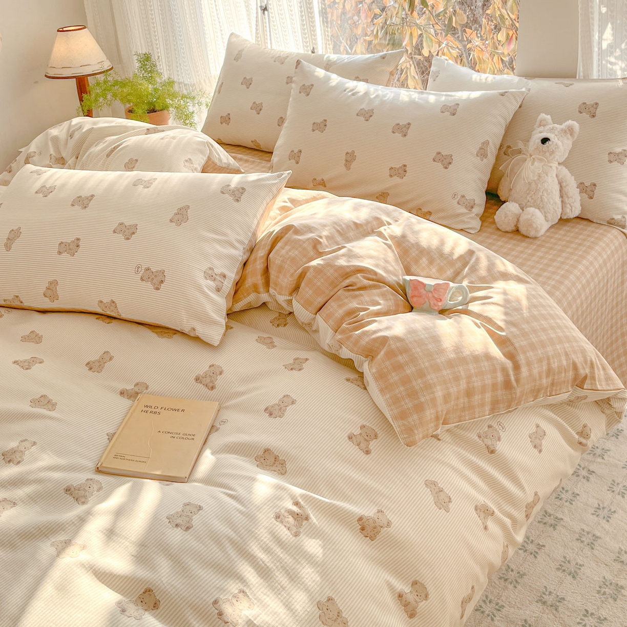 91家纺网 家纺一手货源 找家纺 吉象家纺 2026春夏新款全棉印花四件套第二批 小熊碎梦町