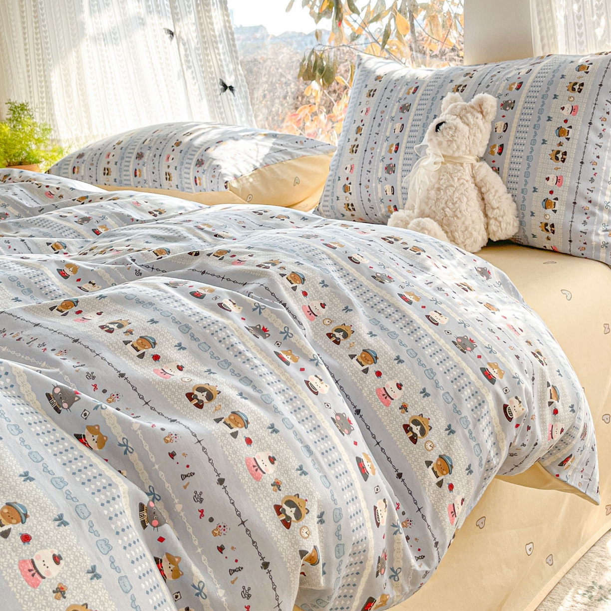 91家纺网 家纺一手货源 找家纺 吉象家纺 2026春夏新款全棉印花四件套第二批 喵小姐的家