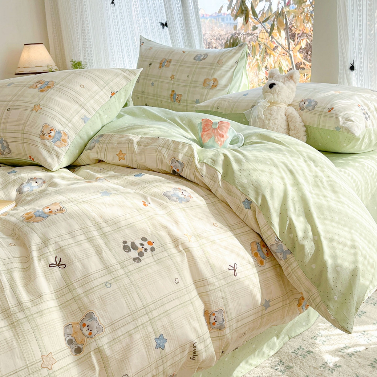 91家纺网 家纺一手货源 找家纺 吉象家纺 2026春夏新款全棉印花四件套第二批 星梦伙伴