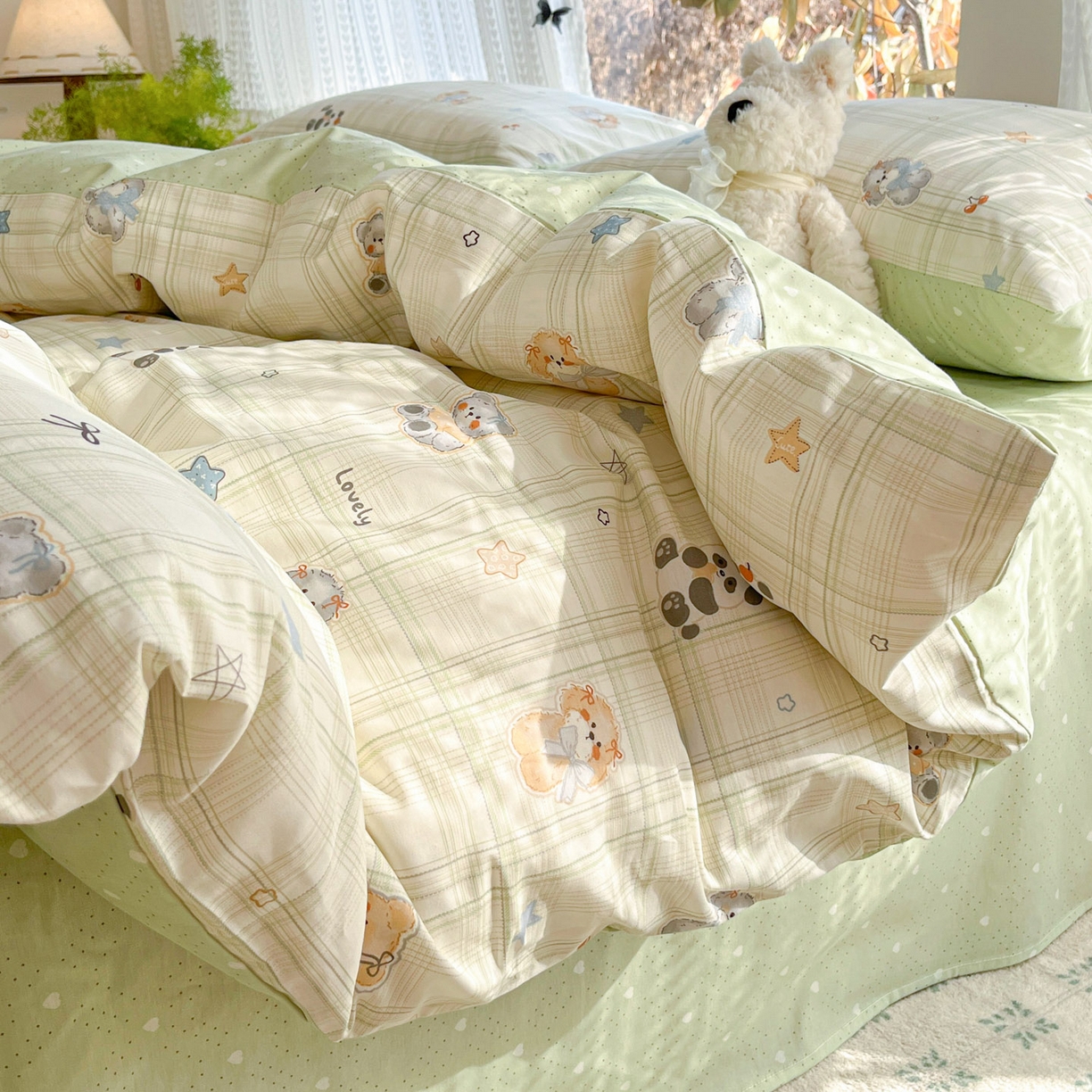 91家纺网 家纺一手货源 找家纺 吉象家纺 2026春夏新款全棉印花四件套第二批 星梦伙伴