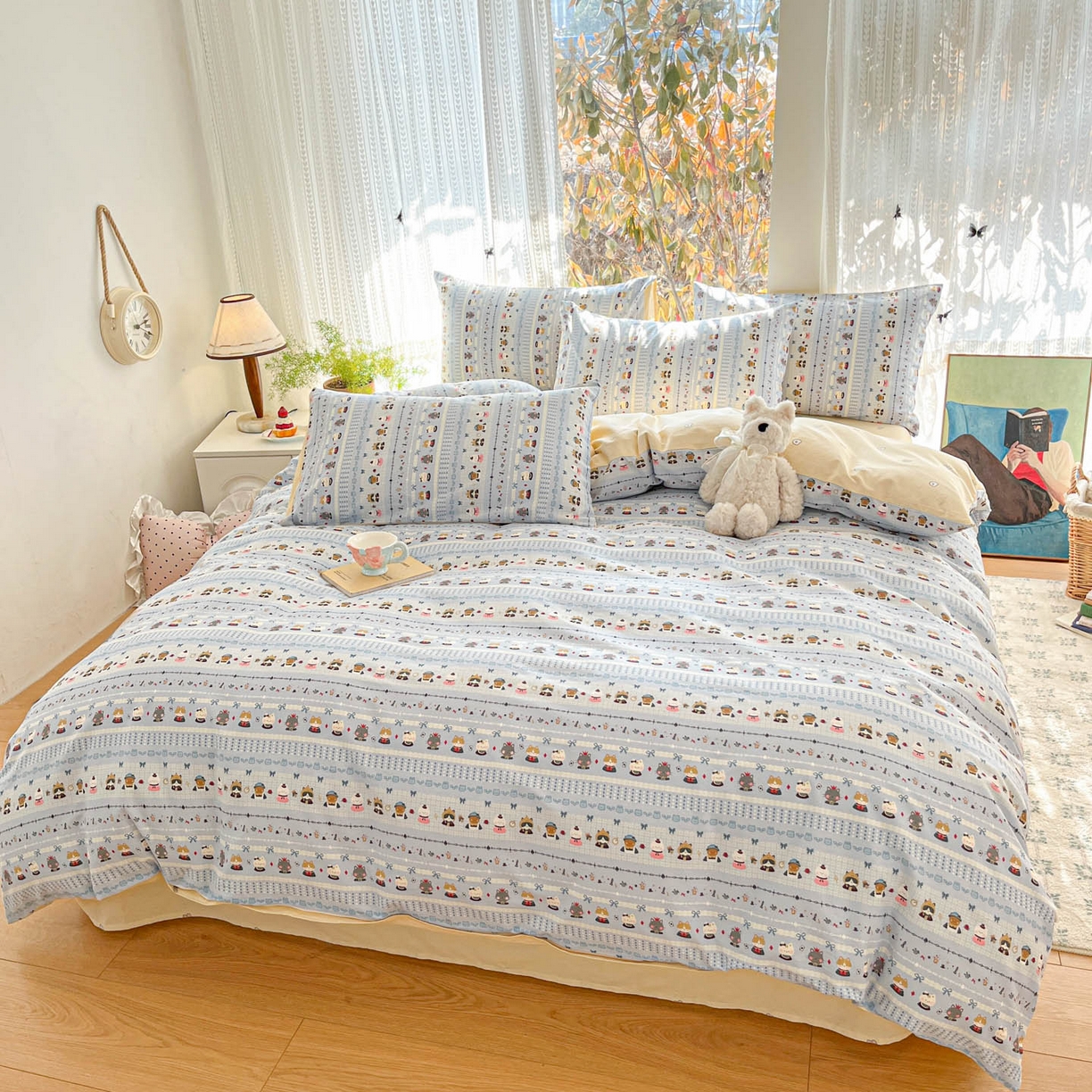 91家纺网 家纺一手货源 找家纺 吉象家纺 2026春夏新款全棉印花四件套第二批 喵小姐的家