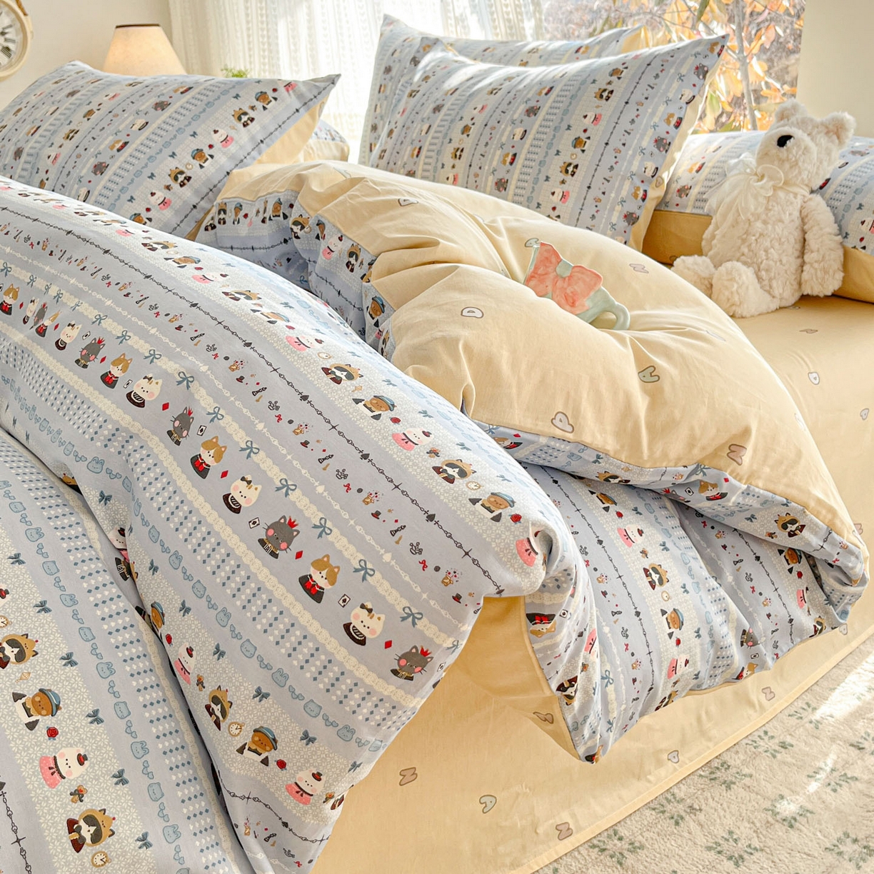 吉象家纺 2026春夏新款全棉印花四件套第二批 喵小姐的家