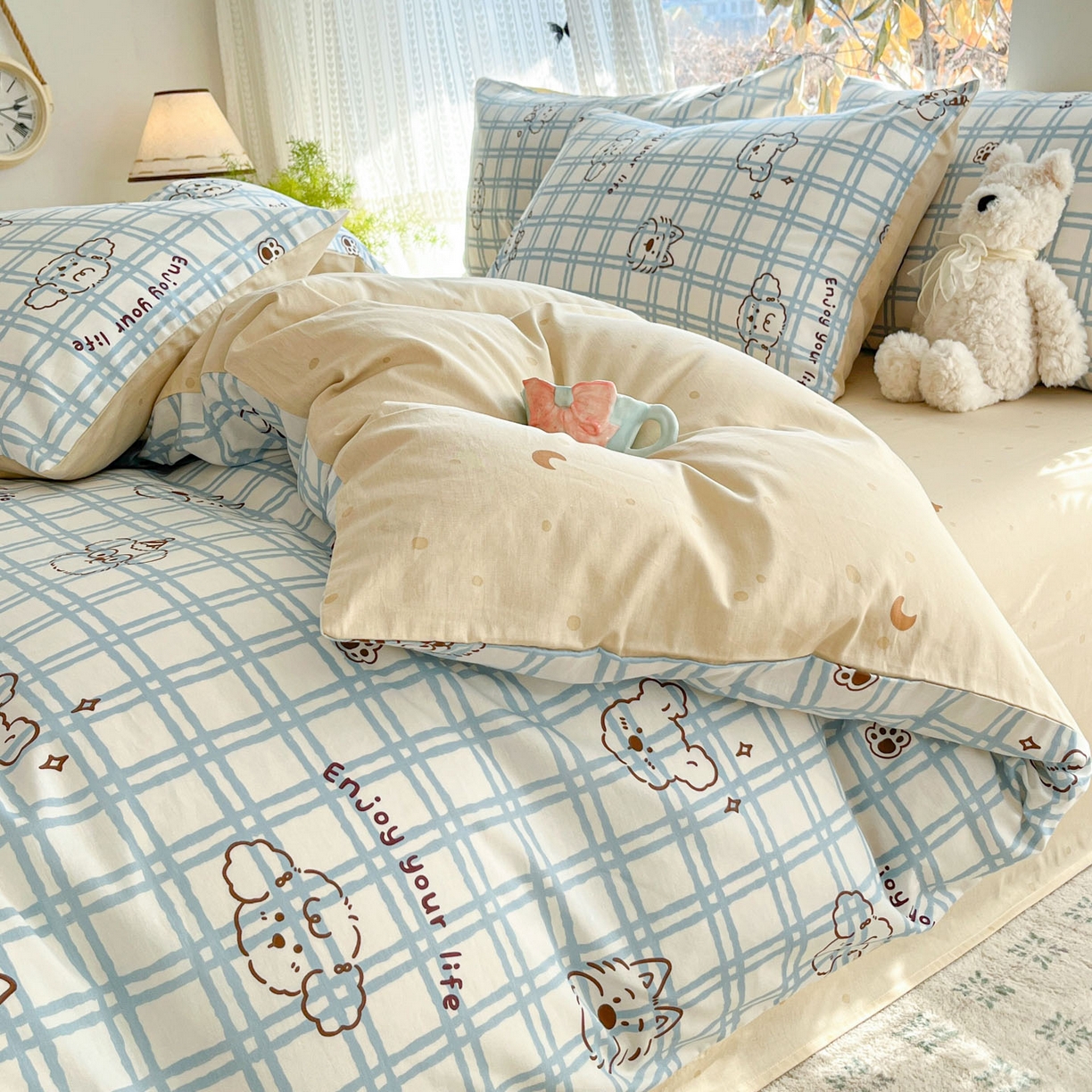 91家纺网 家纺一手货源 找家纺 吉象家纺 2026春夏新款全棉印花四件套第二批 嗨皮熊