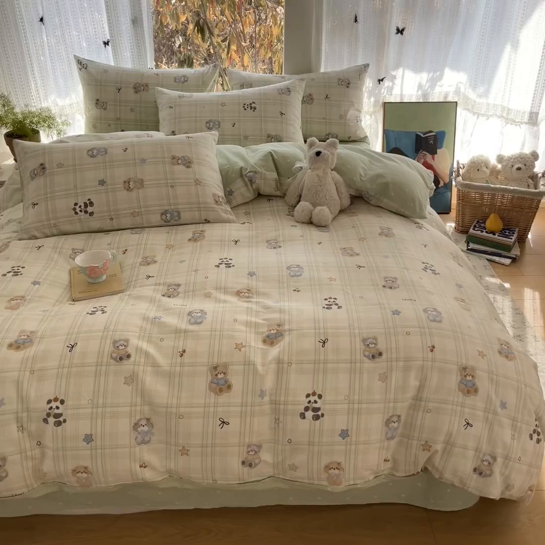 91家纺网 家纺一手货源 找家纺 吉象家纺 2026春夏新款全棉印花四件套第二批 星梦伙伴