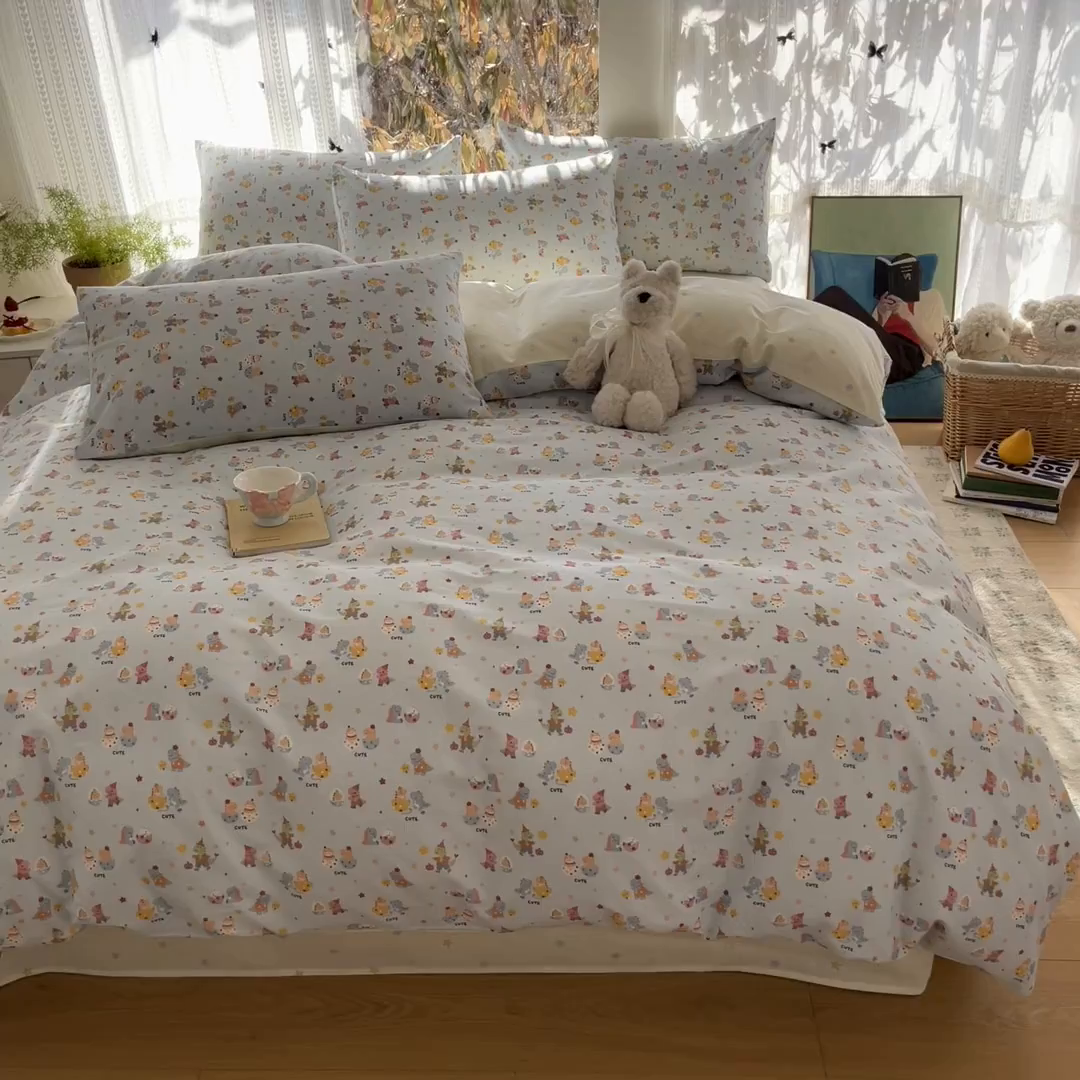 91家纺网 家纺一手货源 找家纺 吉象家纺 2026春夏新款全棉印花四件套第二批 恐龙派对