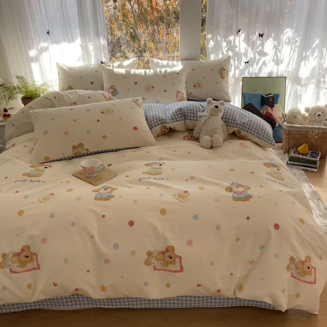 91家纺网 家纺一手货源 找家纺 吉象家纺 2026春夏新款全棉印花四件套第二批 童梦乐园