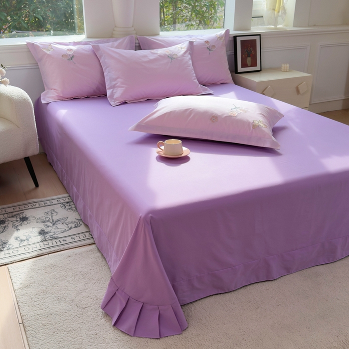 91家纺网 家纺一手货源 找家纺 铭博家纺 2026新款13372新款100%全棉刺绣工艺款四件套-蝶舞玫瑰系列 蝶舞玫瑰-槿紫