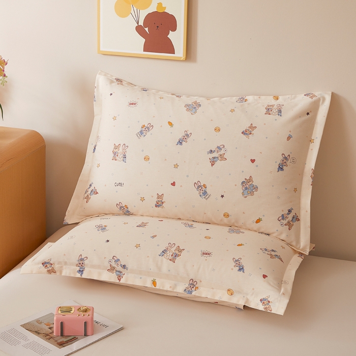 91家纺网 家纺一手货源 找家纺 （总）翎盈家纺 2026新款卡通小清新全棉纯棉枕套成人学生儿童枕头套