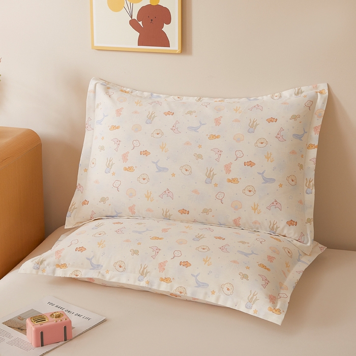 91家纺网 家纺一手货源 找家纺 （总）翎盈家纺 2026新款卡通小清新全棉纯棉枕套成人学生儿童枕头套