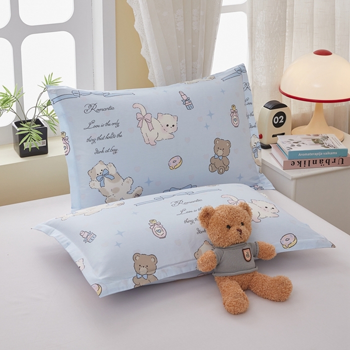 91家纺网 家纺一手货源 找家纺 （总）翎盈家纺 2026新款卡通小清新全棉纯棉枕套成人学生儿童枕头套