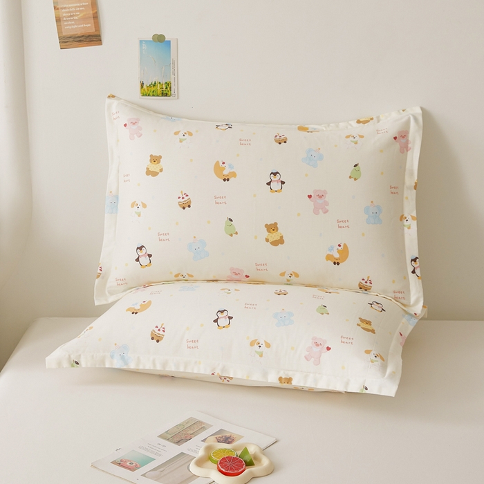 91家纺网 家纺一手货源 找家纺 （总）翎盈家纺 2026新款卡通小清新全棉纯棉枕套成人学生儿童枕头套