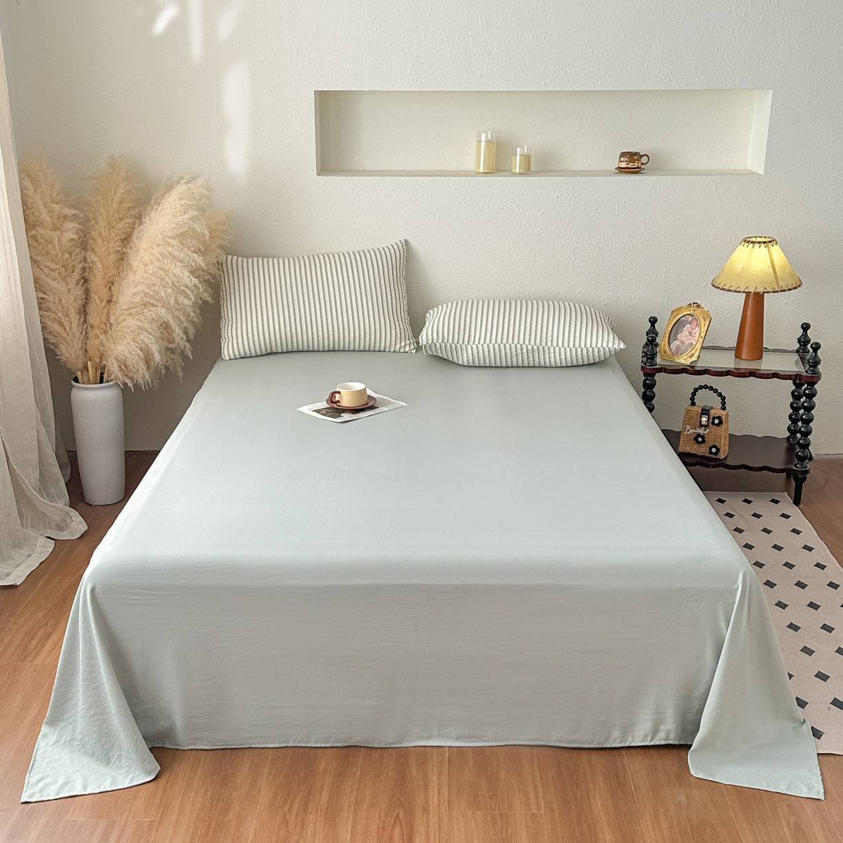 91家纺网 家纺一手货源 找家纺 尊妙被业 2026新款彩条色织棉花被被子被芯 良品色织 彩条绿