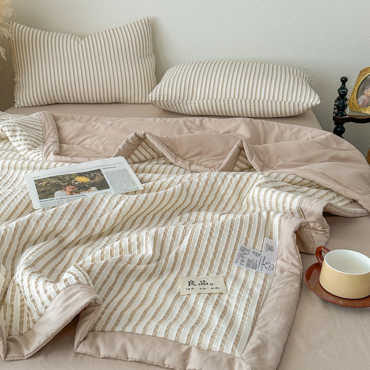 91家纺网 家纺一手货源 找家纺 尊妙被业 2026新款彩条色织棉花被被子被芯 良品色织 彩条棕