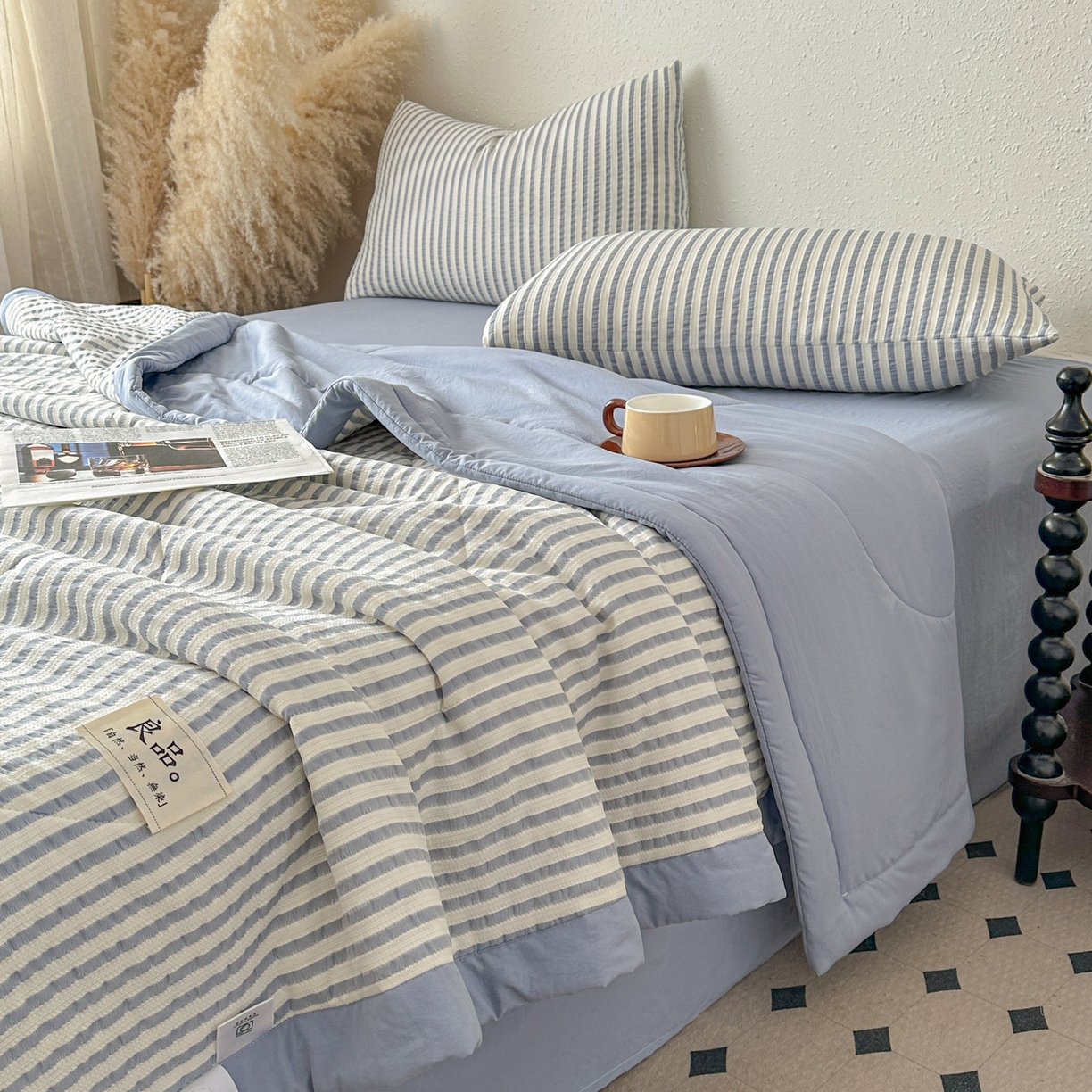 91家纺网 家纺一手货源 找家纺 尊妙被业 2026新款彩条色织棉花被被子被芯 良品色织 彩条兰