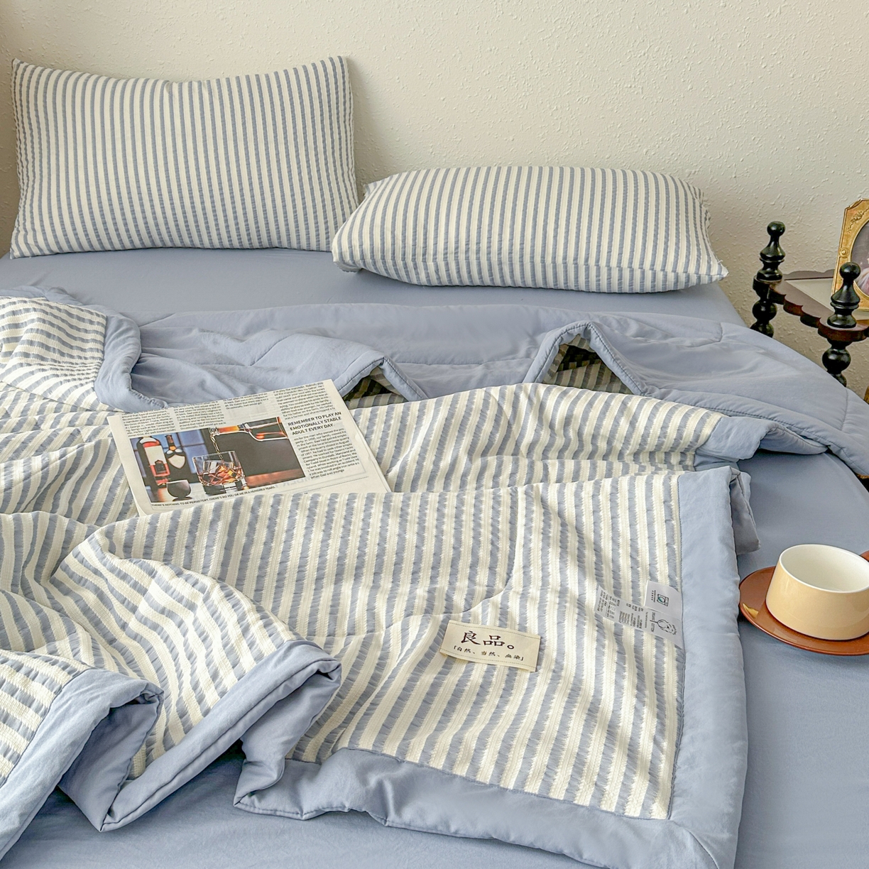 91家纺网 家纺一手货源 找家纺 尊妙被业 2026新款彩条色织棉花被被子被芯 良品色织 彩条兰