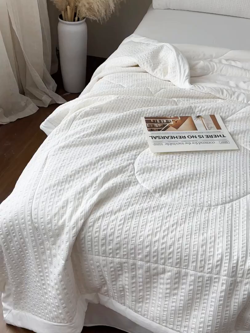 91家纺网 家纺一手货源 找家纺 尊妙被业 2026新款彩条色织棉花被被子被芯 良品色织 彩条白