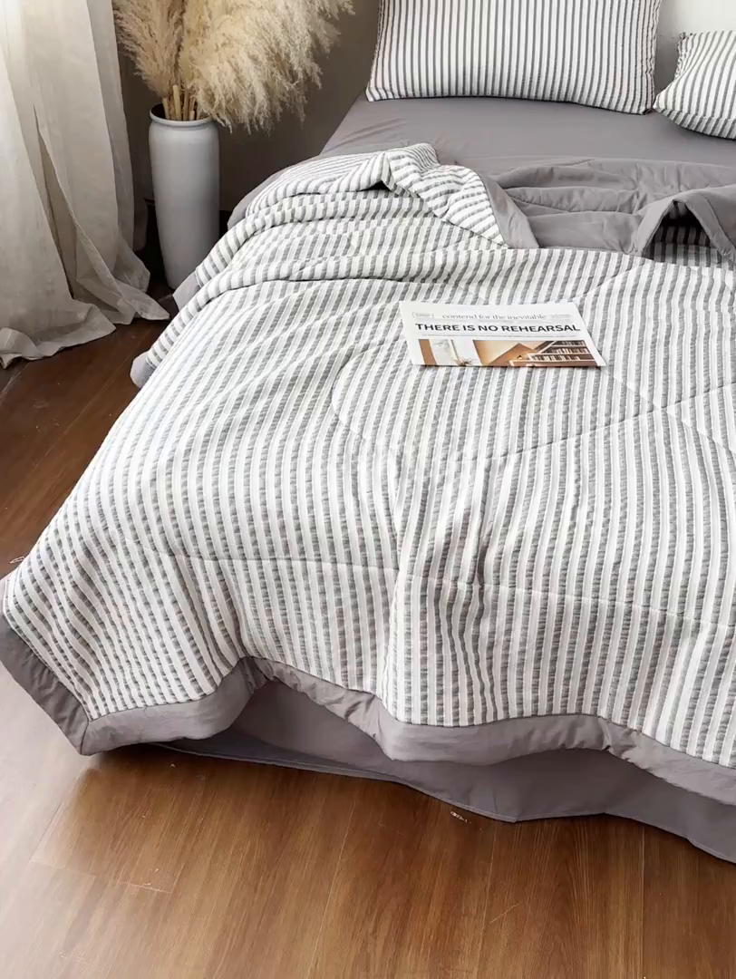 91家纺网 家纺一手货源 找家纺 尊妙被业 2026新款彩条色织棉花被被子被芯 良品色织 彩条棕