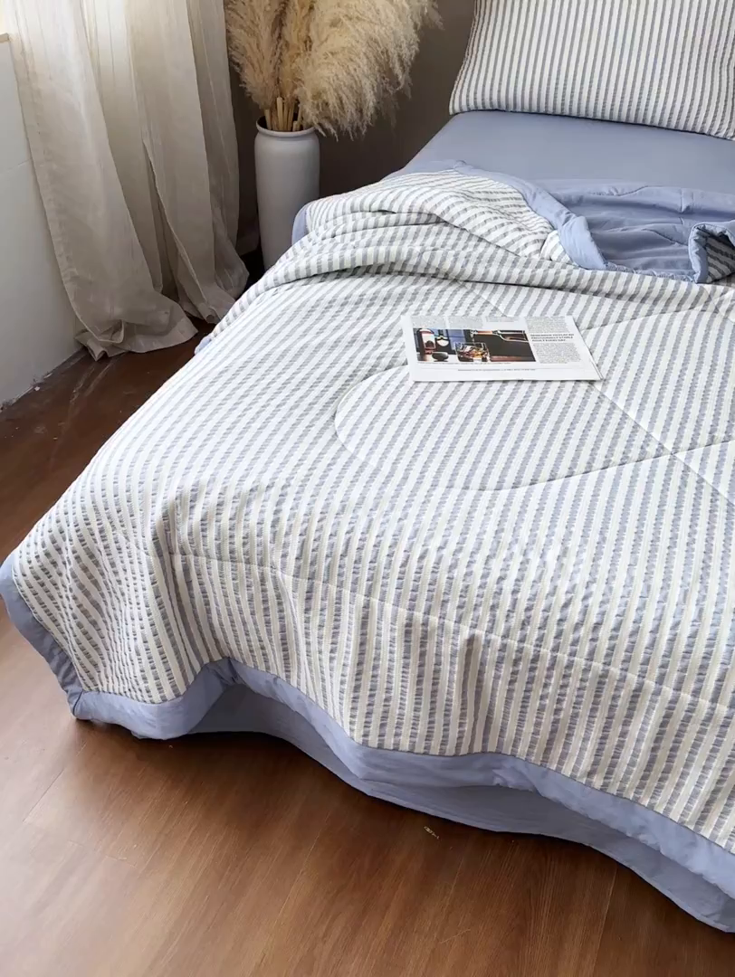 91家纺网 家纺一手货源 找家纺 尊妙被业 2026新款彩条色织棉花被被子被芯 良品色织 彩条兰