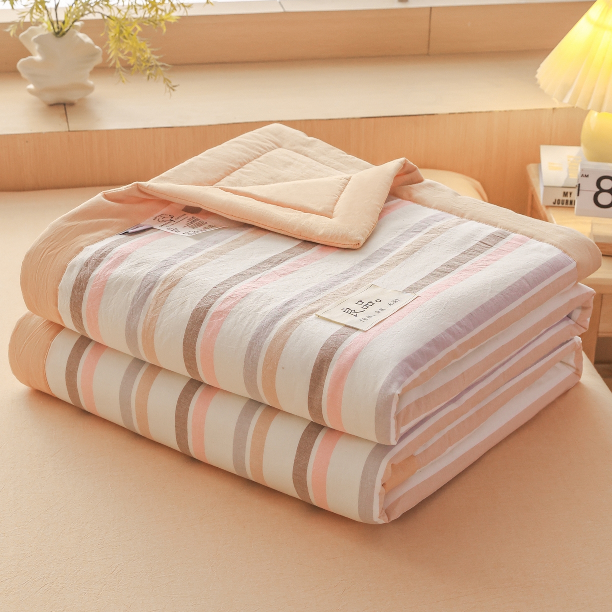 91家纺网 家纺一手货源 找家纺 （总）尊妙被业 2026全棉色织水洗全棉棉花夏被 被子被芯 夏被四件套（竖条款）