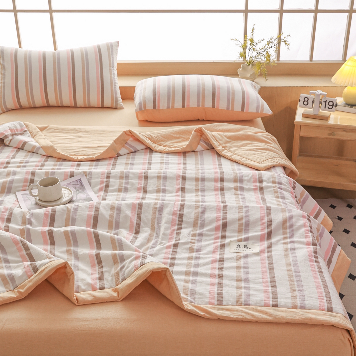 91家纺网 家纺一手货源 找家纺 （总）尊妙被业 2026全棉色织水洗全棉棉花夏被 被子被芯 夏被四件套（竖条款）