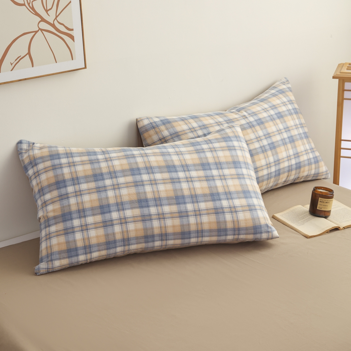 91家纺网 家纺一手货源 找家纺 尊妙被业 2026全棉色织水洗全棉棉花夏被 被子被芯 夏被四件套（格子款） 贝拉咖