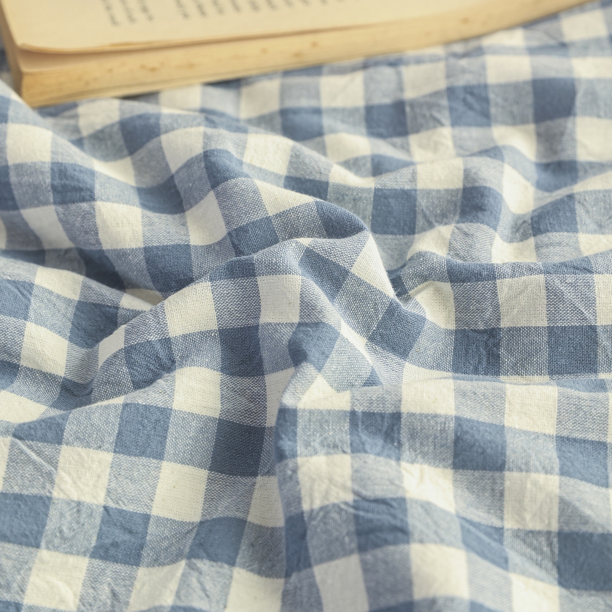 91家纺网 家纺一手货源 找家纺 尊妙被业 2026全棉色织水洗全棉棉花夏被 被子被芯 夏被四件套（格子款） 蓝小格