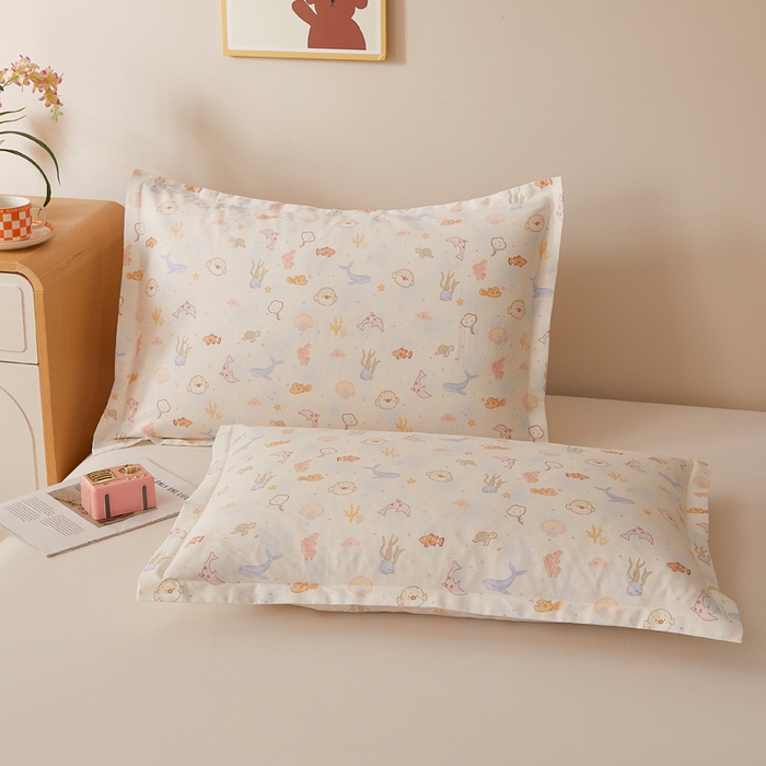 91家纺网 家纺一手货源 找家纺 翎盈家纺 2026新款卡通小清新全棉纯棉枕套成人学生儿童枕头套 海底总动员