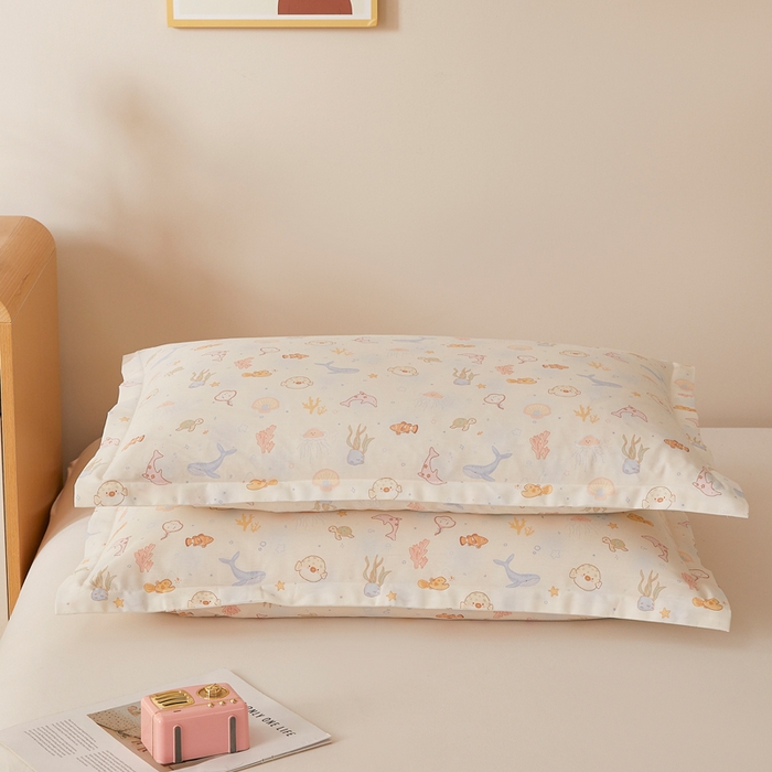 91家纺网 家纺一手货源 找家纺 翎盈家纺 2026新款卡通小清新全棉纯棉枕套成人学生儿童枕头套 海底总动员