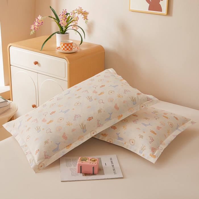 91家纺网 家纺一手货源 找家纺 翎盈家纺 2026新款卡通小清新全棉纯棉枕套成人学生儿童枕头套 海底总动员