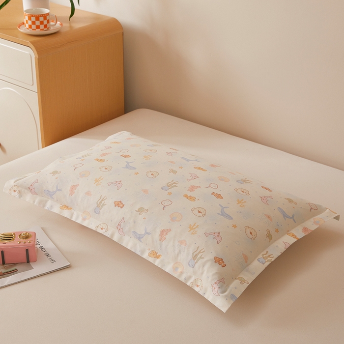 91家纺网 家纺一手货源 找家纺 翎盈家纺 2026新款卡通小清新全棉纯棉枕套成人学生儿童枕头套 海底总动员