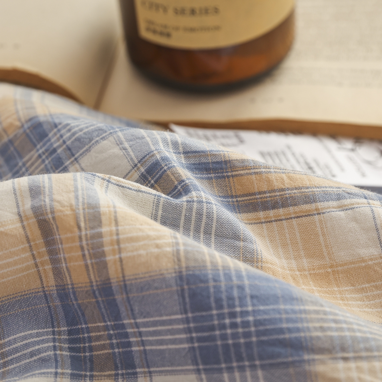 91家纺网 家纺一手货源 找家纺 （总）尊妙被业 2026全棉色织水洗全棉棉花夏被 被子被芯 夏被四件套（格子款）