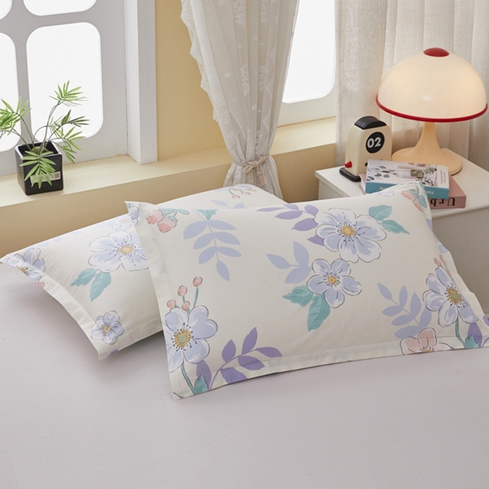 91家纺网 家纺一手货源 找家纺 翎盈家纺 2026新款卡通小清新全棉纯棉枕套成人学生儿童枕头套 花漾星辰