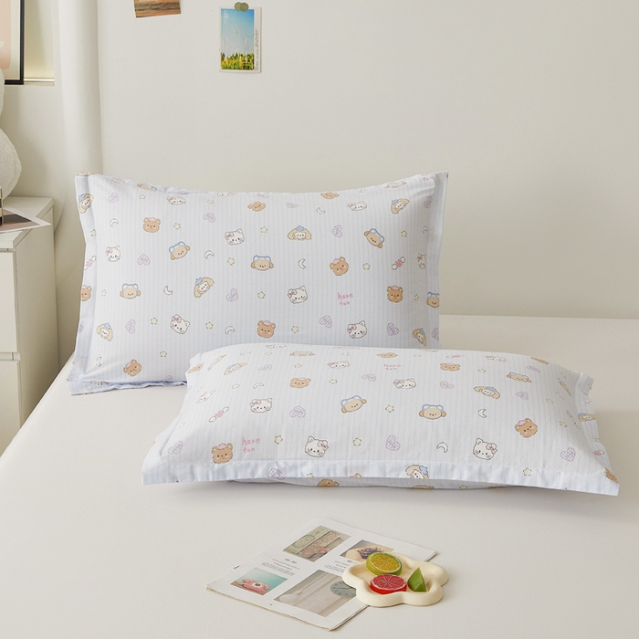 91家纺网 家纺一手货源 找家纺 翎盈家纺 2026新款卡通小清新全棉纯棉枕套成人学生儿童枕头套 镜子海洋-兰