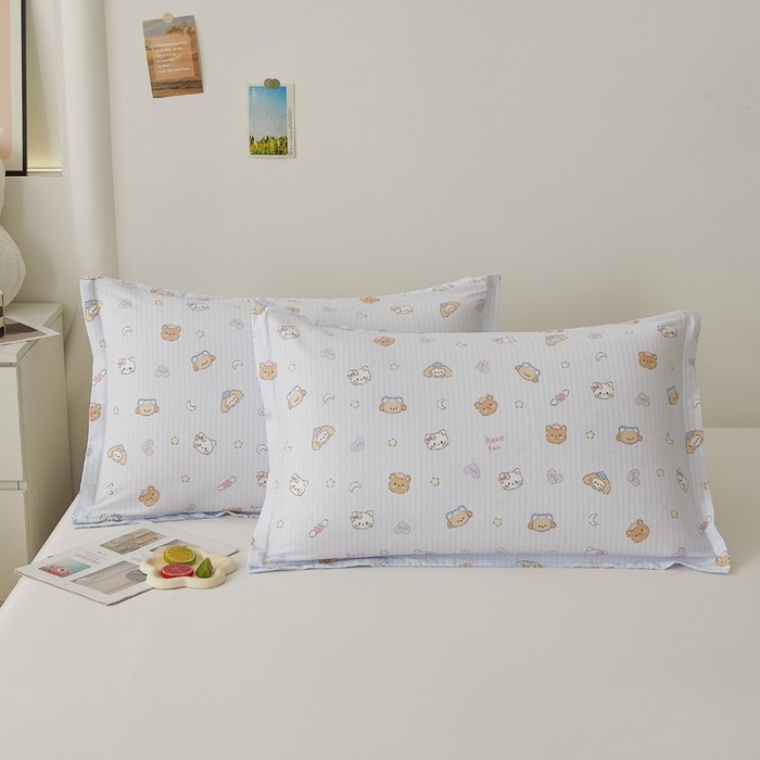 91家纺网 家纺一手货源 找家纺 翎盈家纺 2026新款卡通小清新全棉纯棉枕套成人学生儿童枕头套 镜子海洋-兰