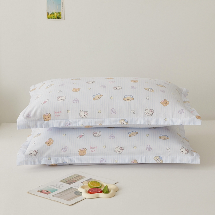 91家纺网 家纺一手货源 找家纺 翎盈家纺 2026新款卡通小清新全棉纯棉枕套成人学生儿童枕头套 镜子海洋-兰