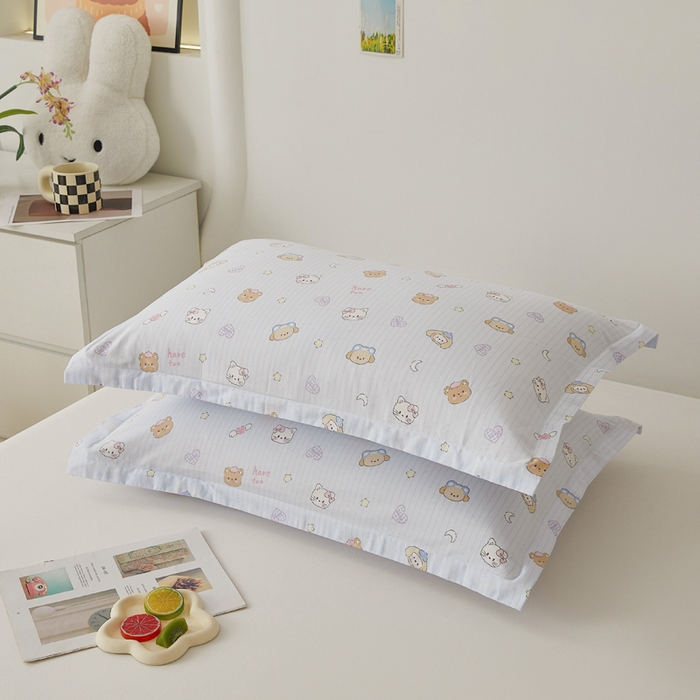 91家纺网 家纺一手货源 找家纺 翎盈家纺 2026新款卡通小清新全棉纯棉枕套成人学生儿童枕头套 镜子海洋-兰