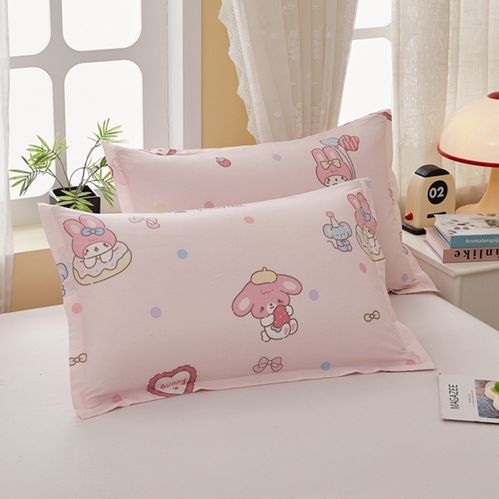 91家纺网 家纺一手货源 找家纺 翎盈家纺 2026新款卡通小清新全棉纯棉枕套成人学生儿童枕头套 可乐贝儿