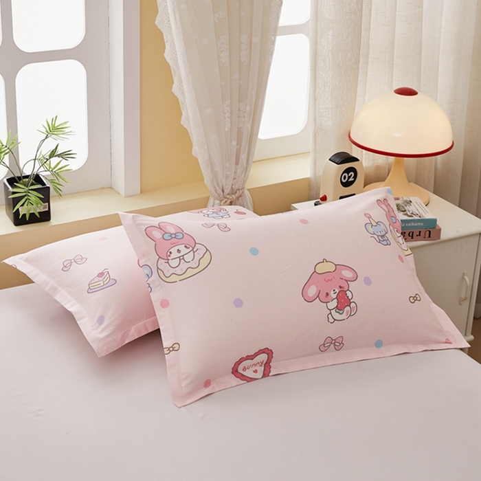 91家纺网 家纺一手货源 找家纺 翎盈家纺 2026新款卡通小清新全棉纯棉枕套成人学生儿童枕头套 可乐贝儿
