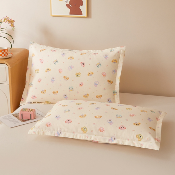 91家纺网 家纺一手货源 找家纺 翎盈家纺 2026新款卡通小清新全棉纯棉枕套成人学生儿童枕头套 玛卡世界-米