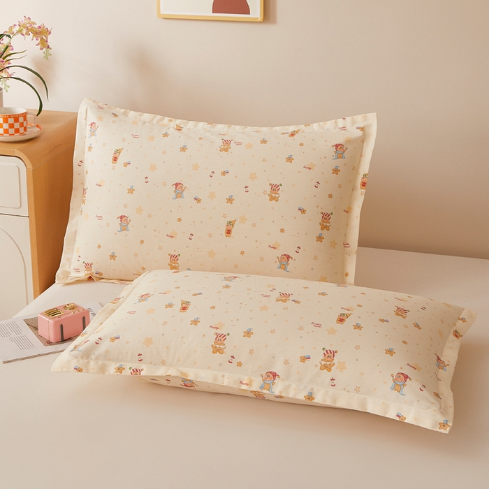 91家纺网 家纺一手货源 找家纺 翎盈家纺 2026新款卡通小清新全棉纯棉枕套成人学生儿童枕头套 梦幻星星