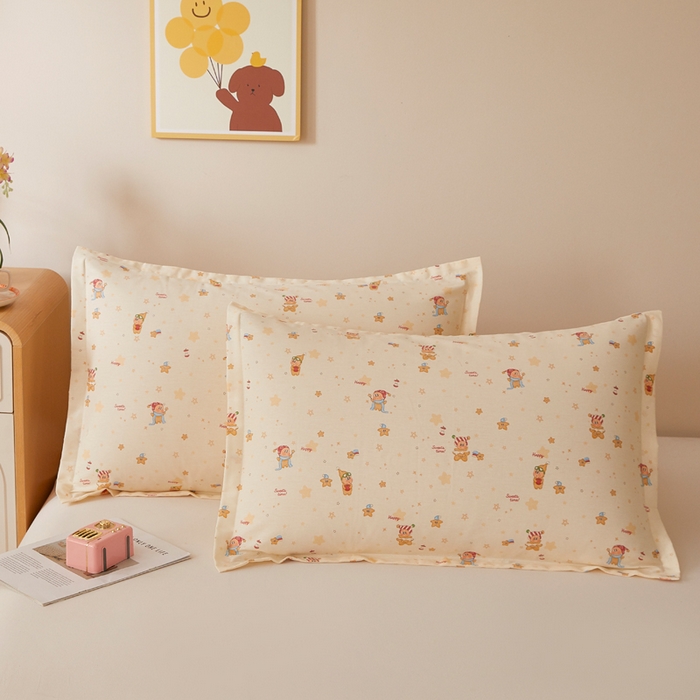 91家纺网 家纺一手货源 找家纺 翎盈家纺 2026新款卡通小清新全棉纯棉枕套成人学生儿童枕头套 梦幻星星